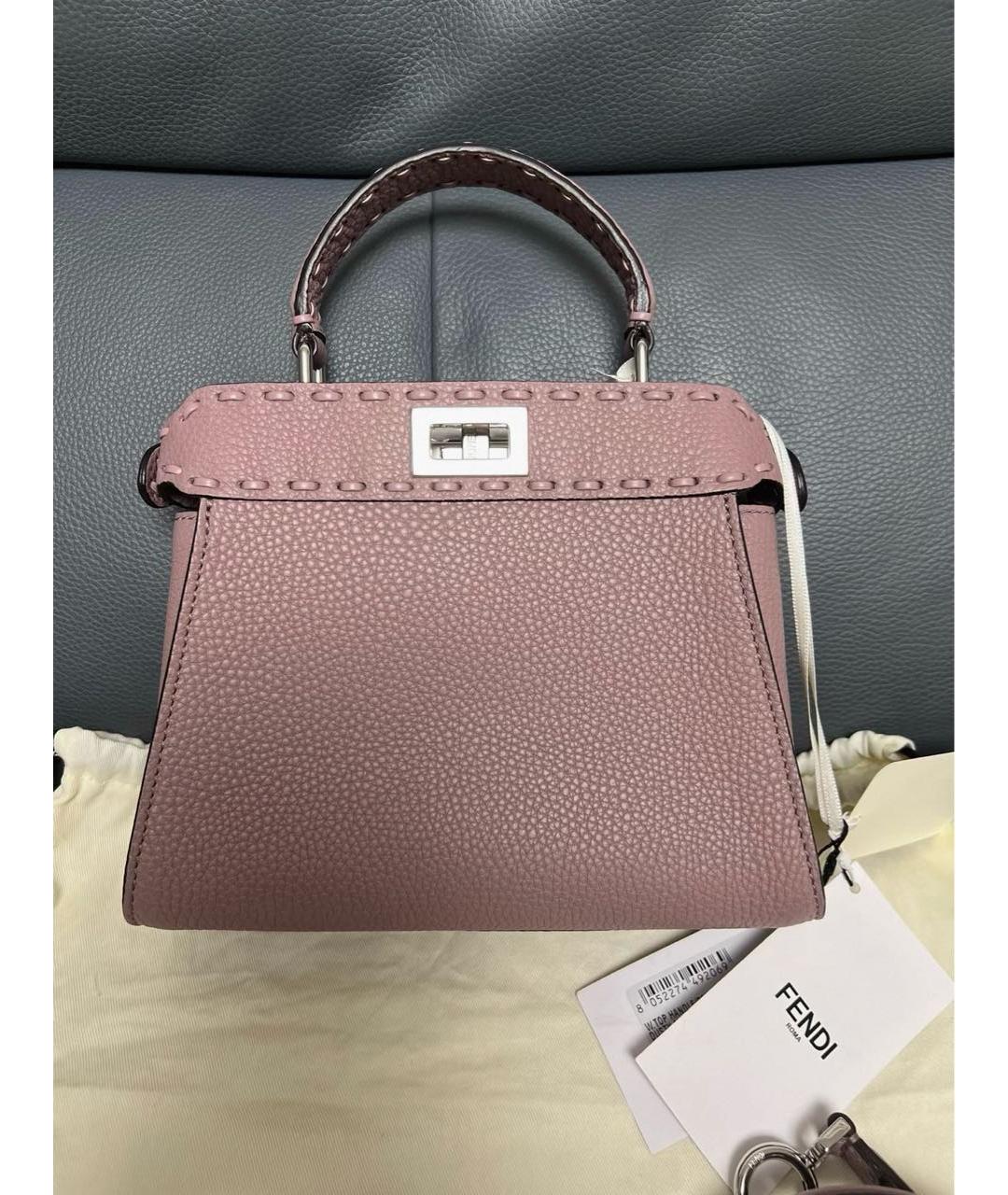 FENDI Фиолетовая кожаная сумка с короткими ручками, фото 3