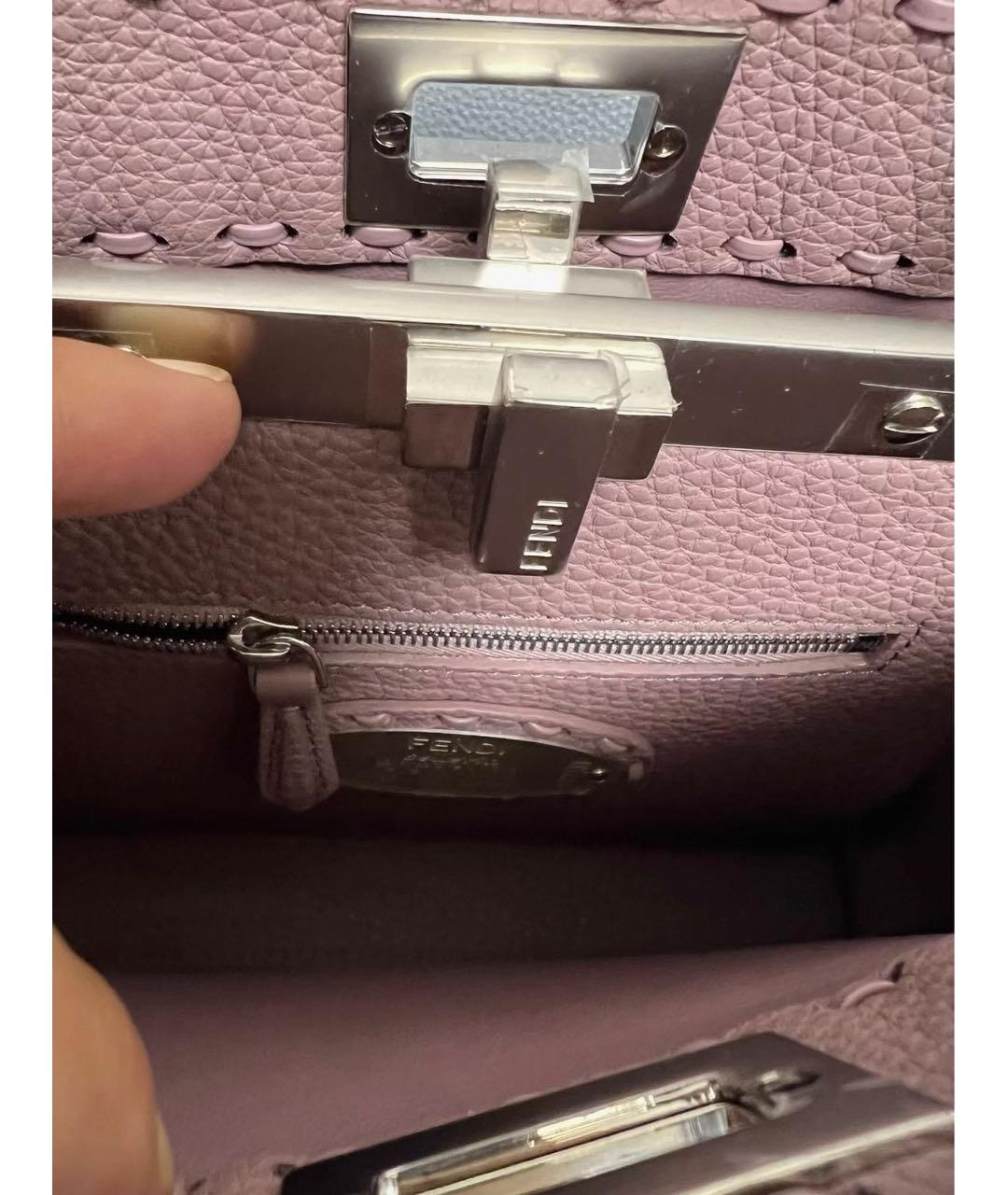 FENDI Фиолетовая кожаная сумка с короткими ручками, фото 6