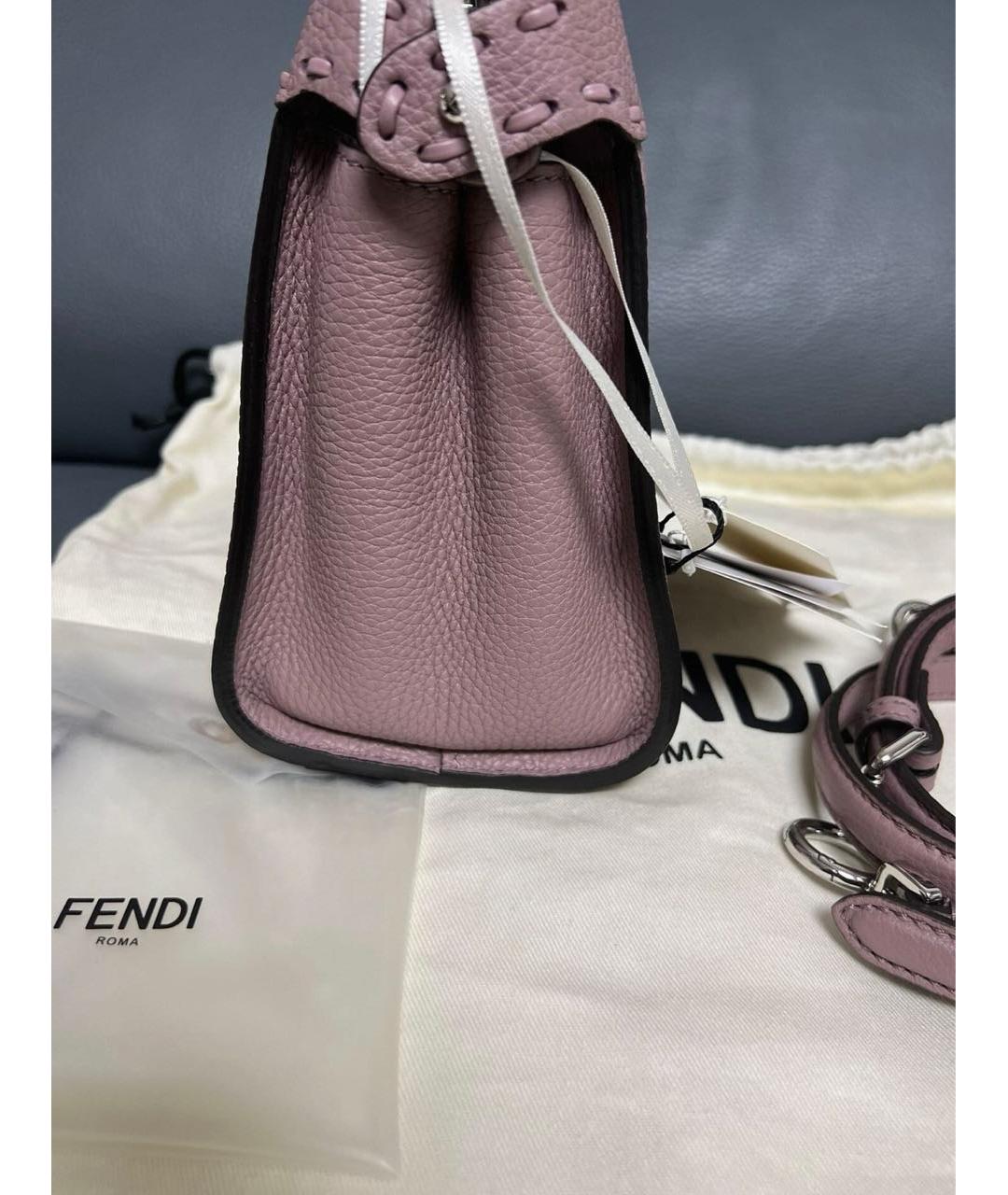 FENDI Фиолетовая кожаная сумка с короткими ручками, фото 5