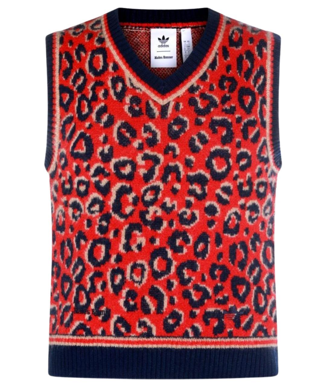 ADIDAS Красная шерстяная жилетка, фото 1