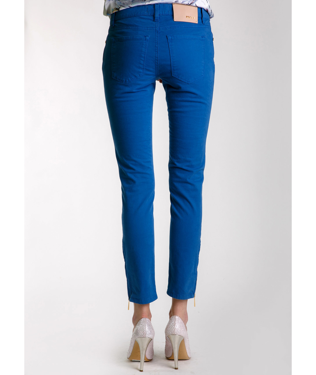 EMILIO PUCCI Голубые хлопко-эластановые джинсы слим, фото 2