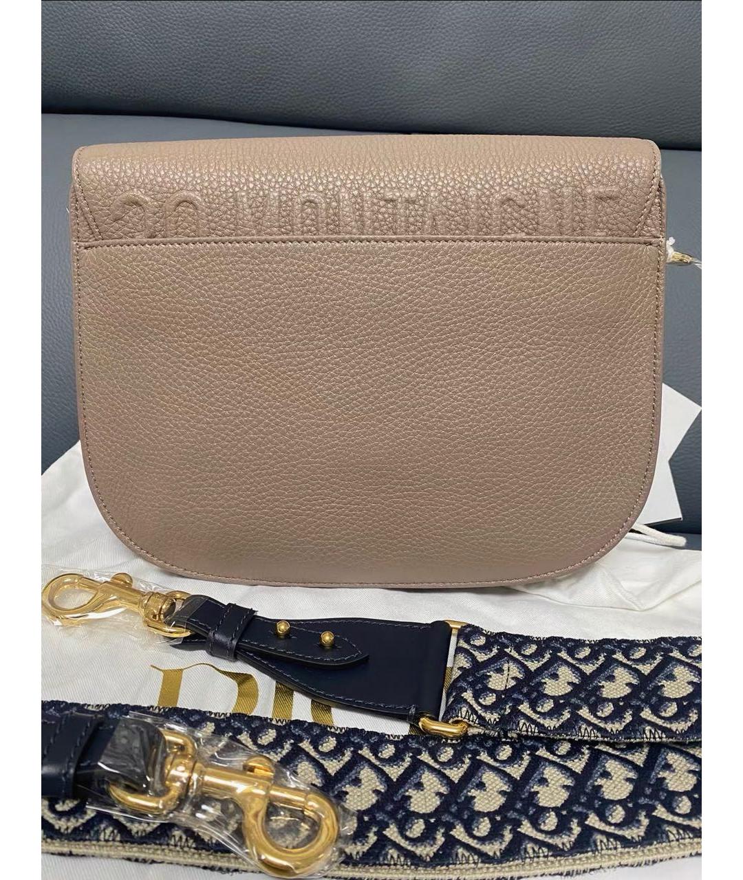 CHRISTIAN DIOR Бежевая кожаная сумка через плечо, фото 3