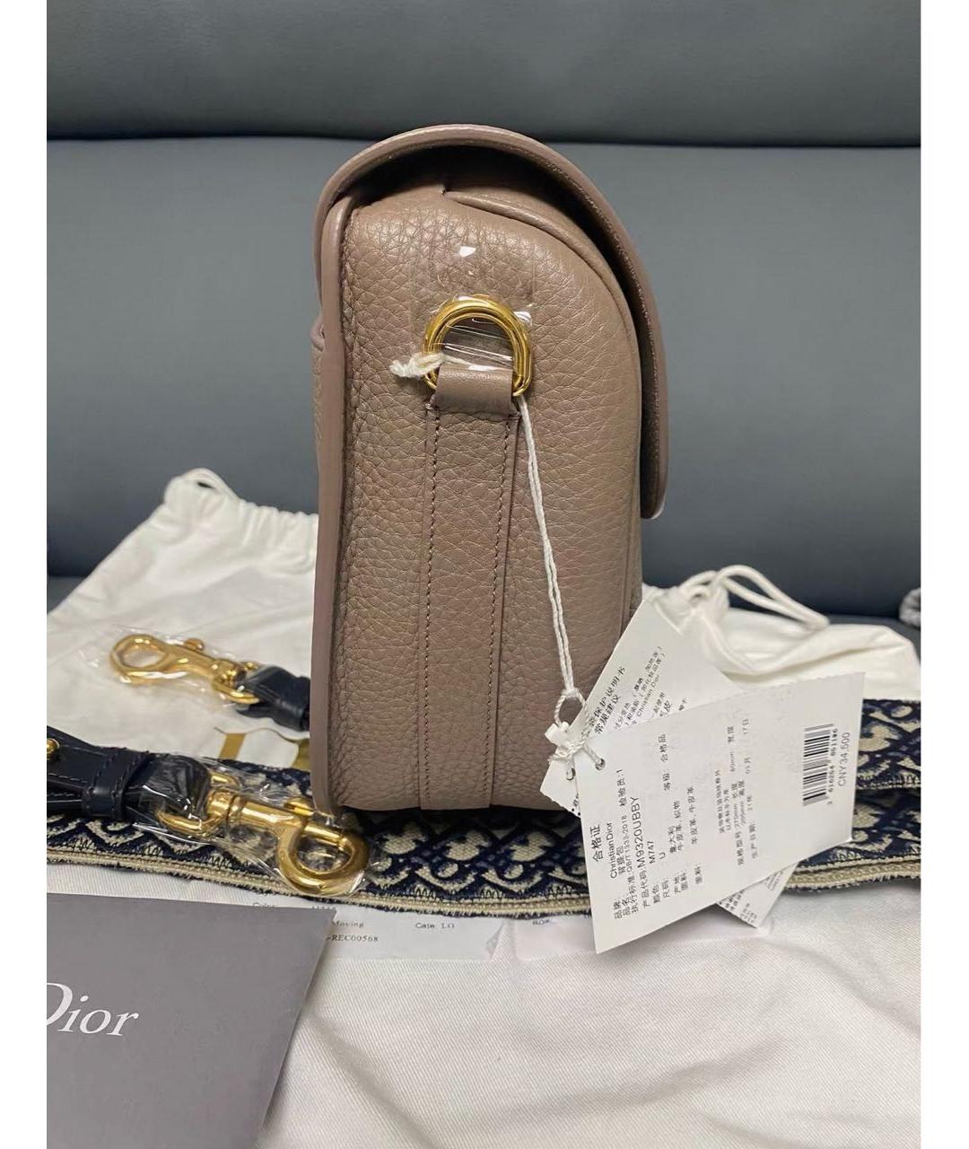 CHRISTIAN DIOR Бежевая кожаная сумка через плечо, фото 5