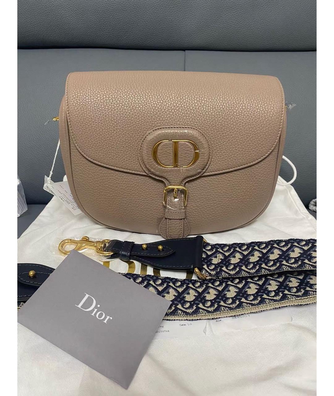 CHRISTIAN DIOR Бежевая кожаная сумка через плечо, фото 2