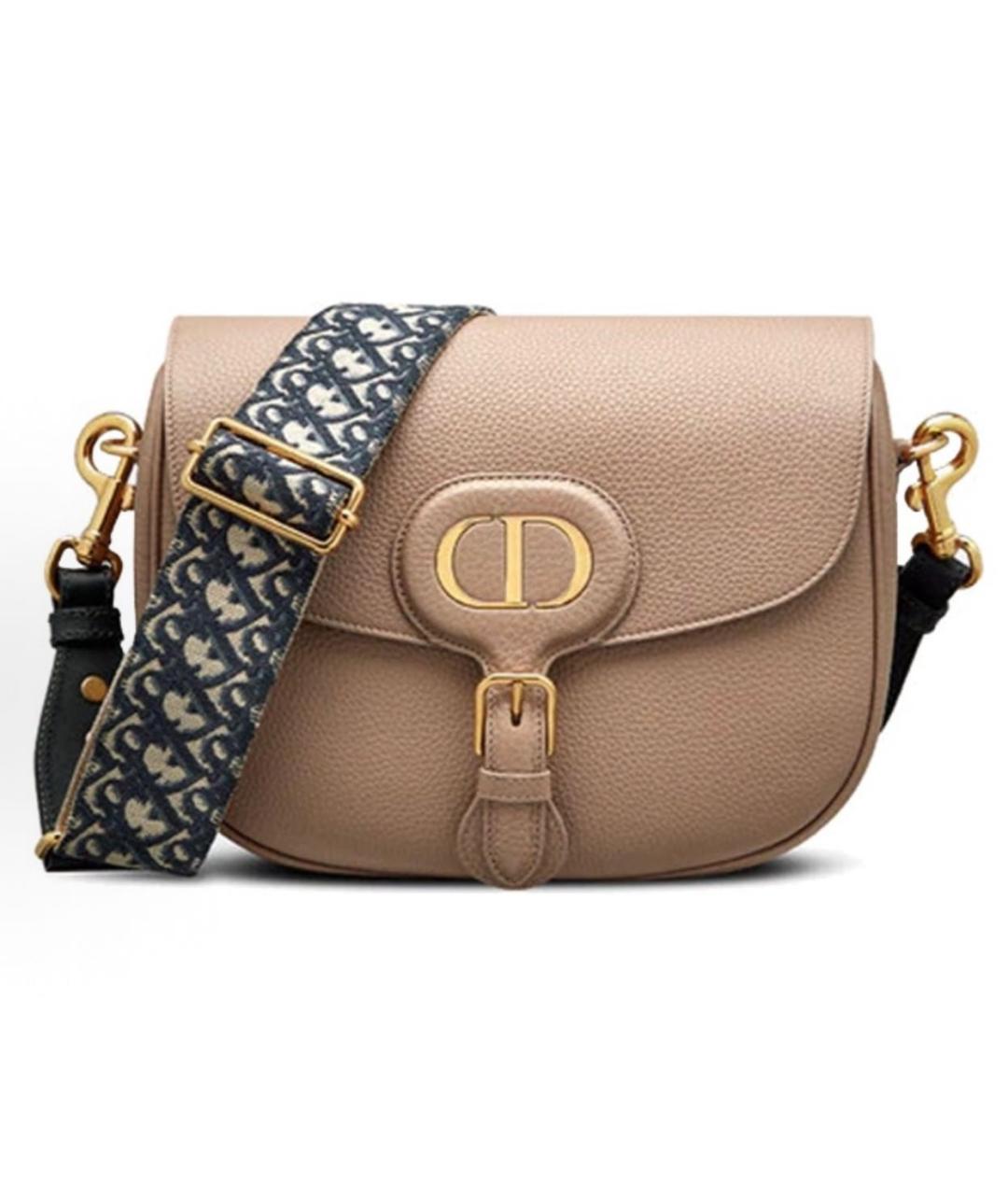 CHRISTIAN DIOR Бежевая кожаная сумка через плечо, фото 6