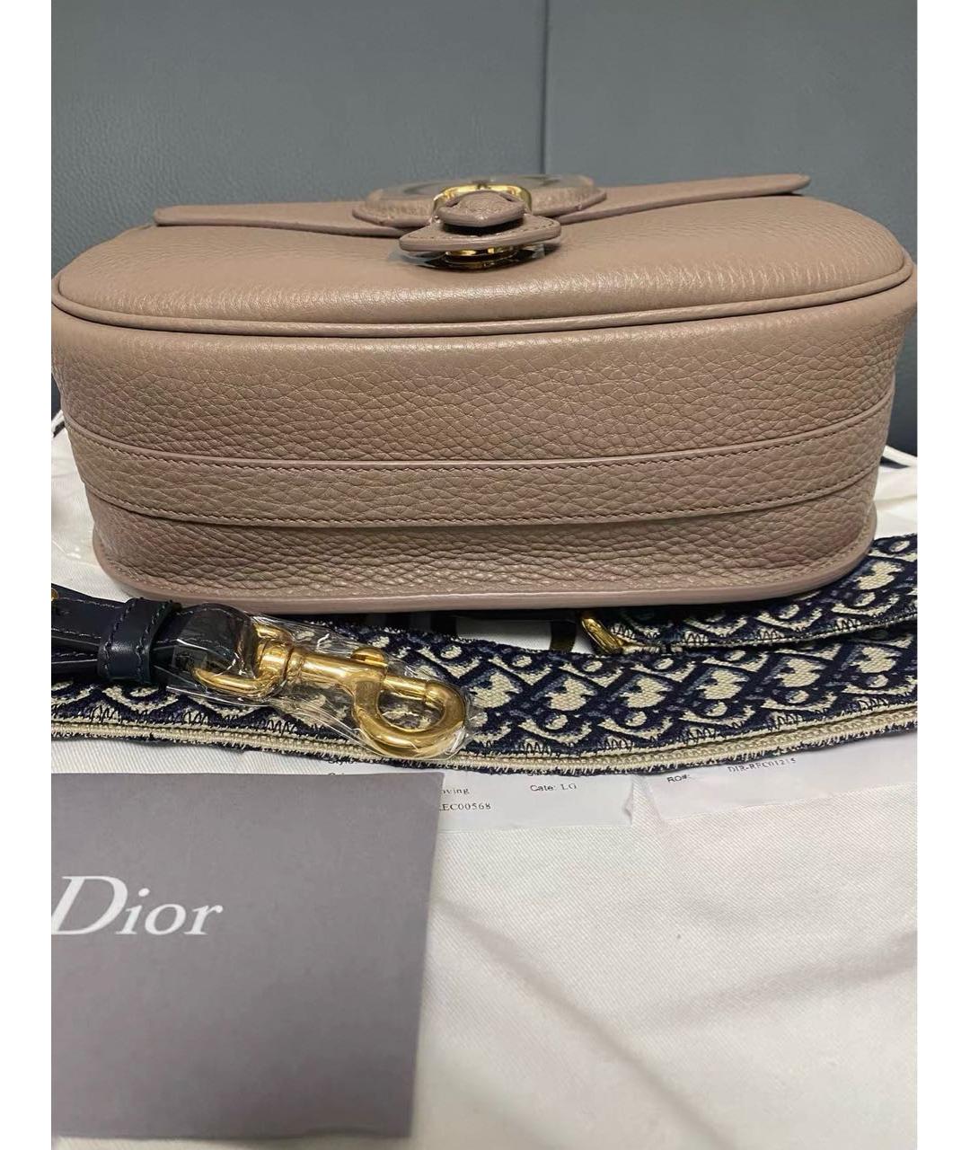 CHRISTIAN DIOR Бежевая кожаная сумка через плечо, фото 4