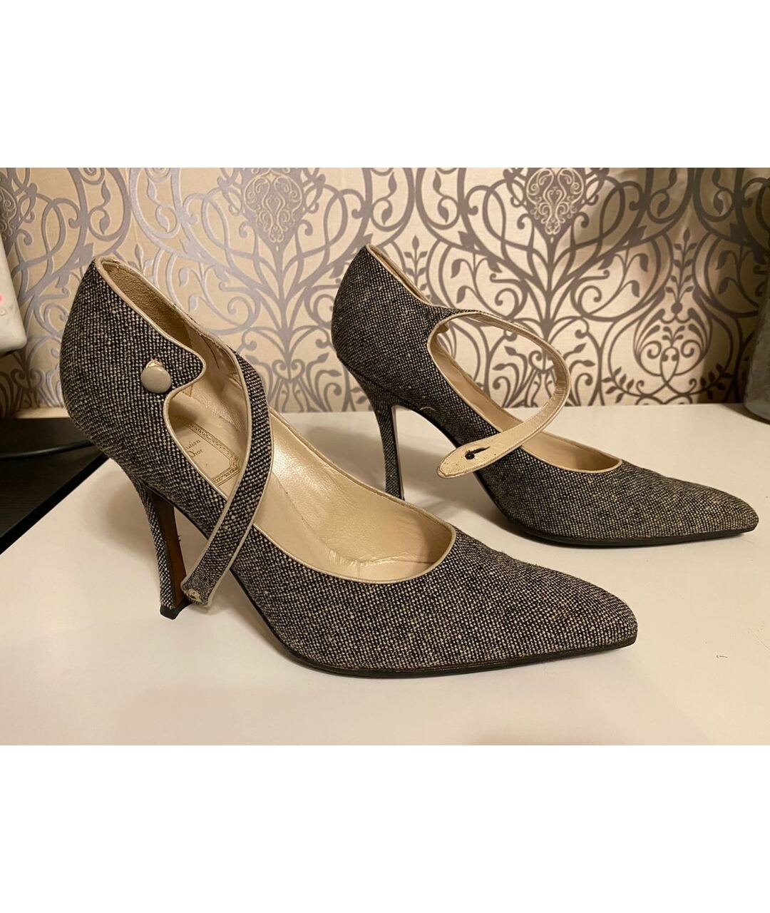 CHRISTIAN DIOR Серые текстильные туфли, фото 6