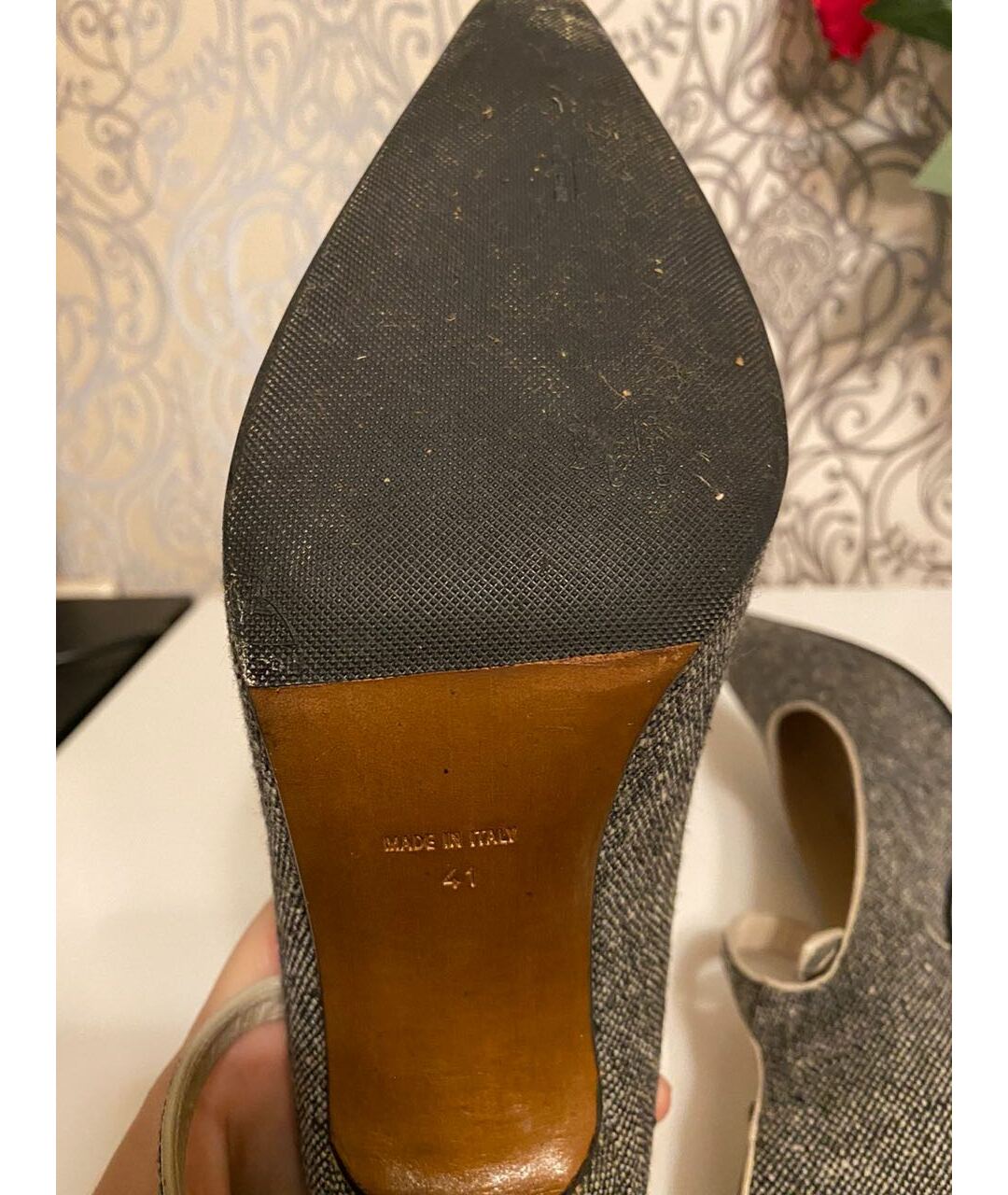 CHRISTIAN DIOR Серые текстильные туфли, фото 5