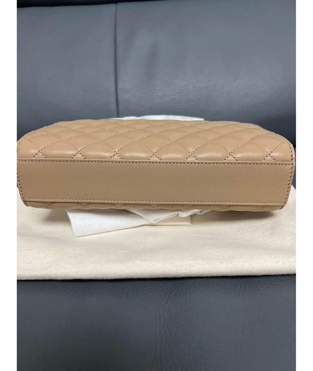 SAINT LAURENT Бежевая кожаная сумка через плечо, фото 4