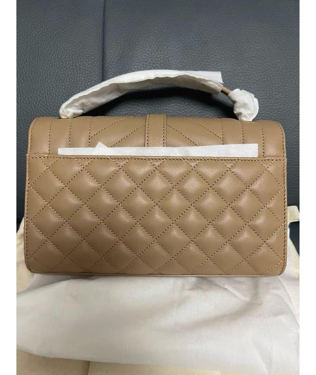 SAINT LAURENT Бежевая кожаная сумка через плечо, фото 3