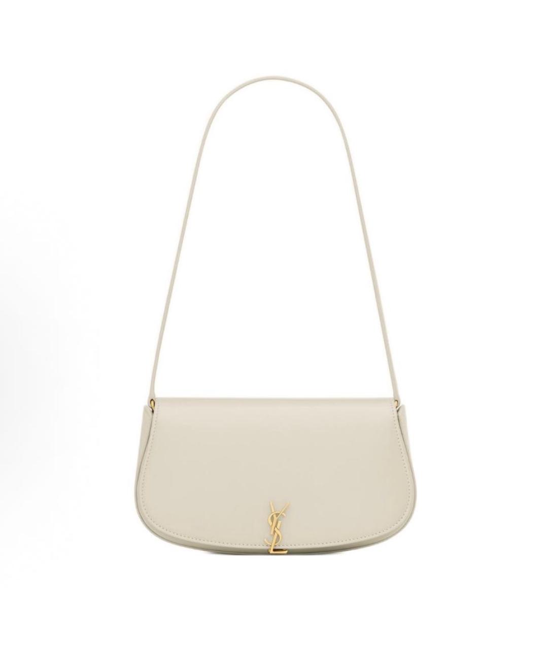 SAINT LAURENT Белая кожаная сумка через плечо, фото 7
