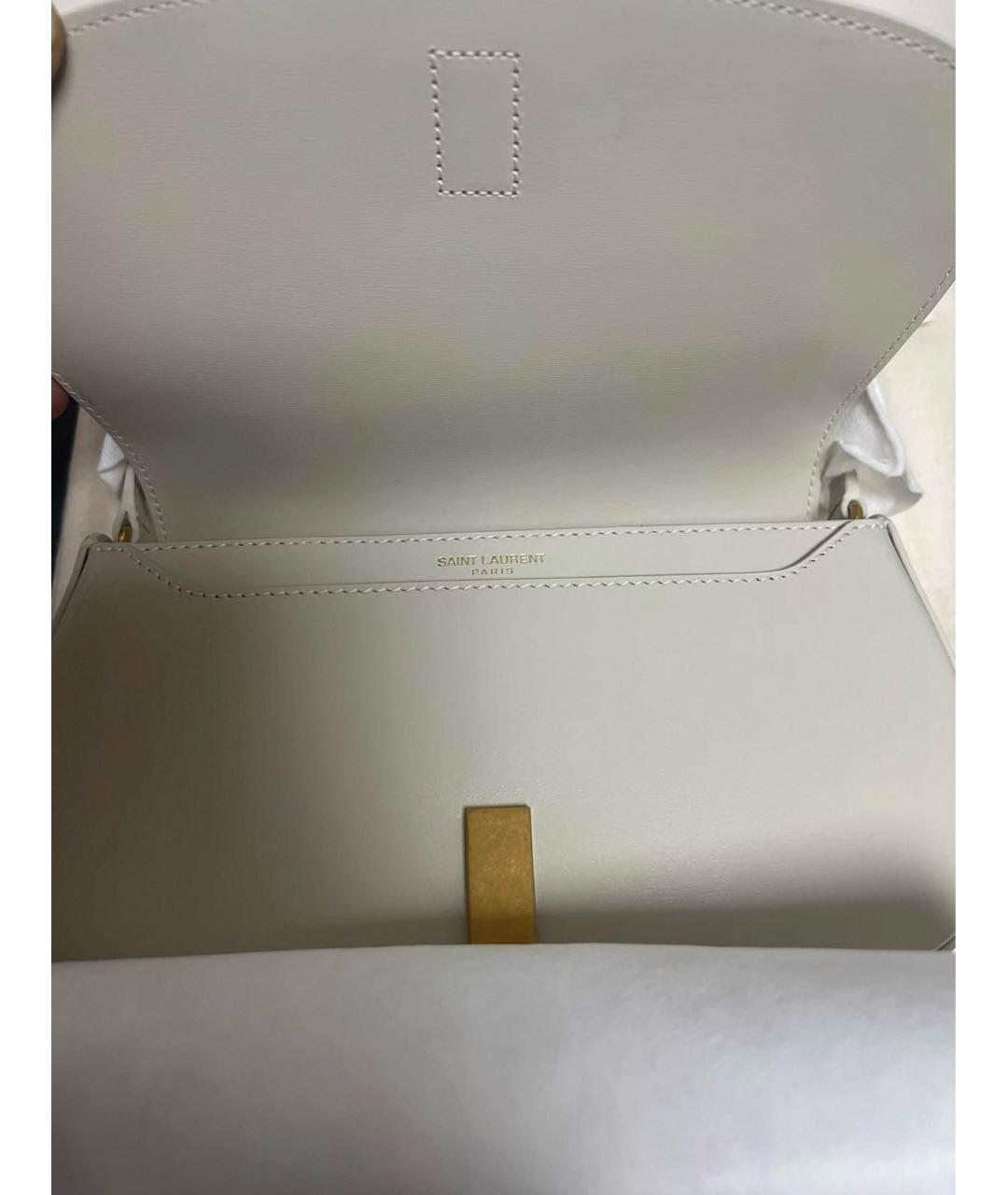 SAINT LAURENT Белая кожаная сумка через плечо, фото 6
