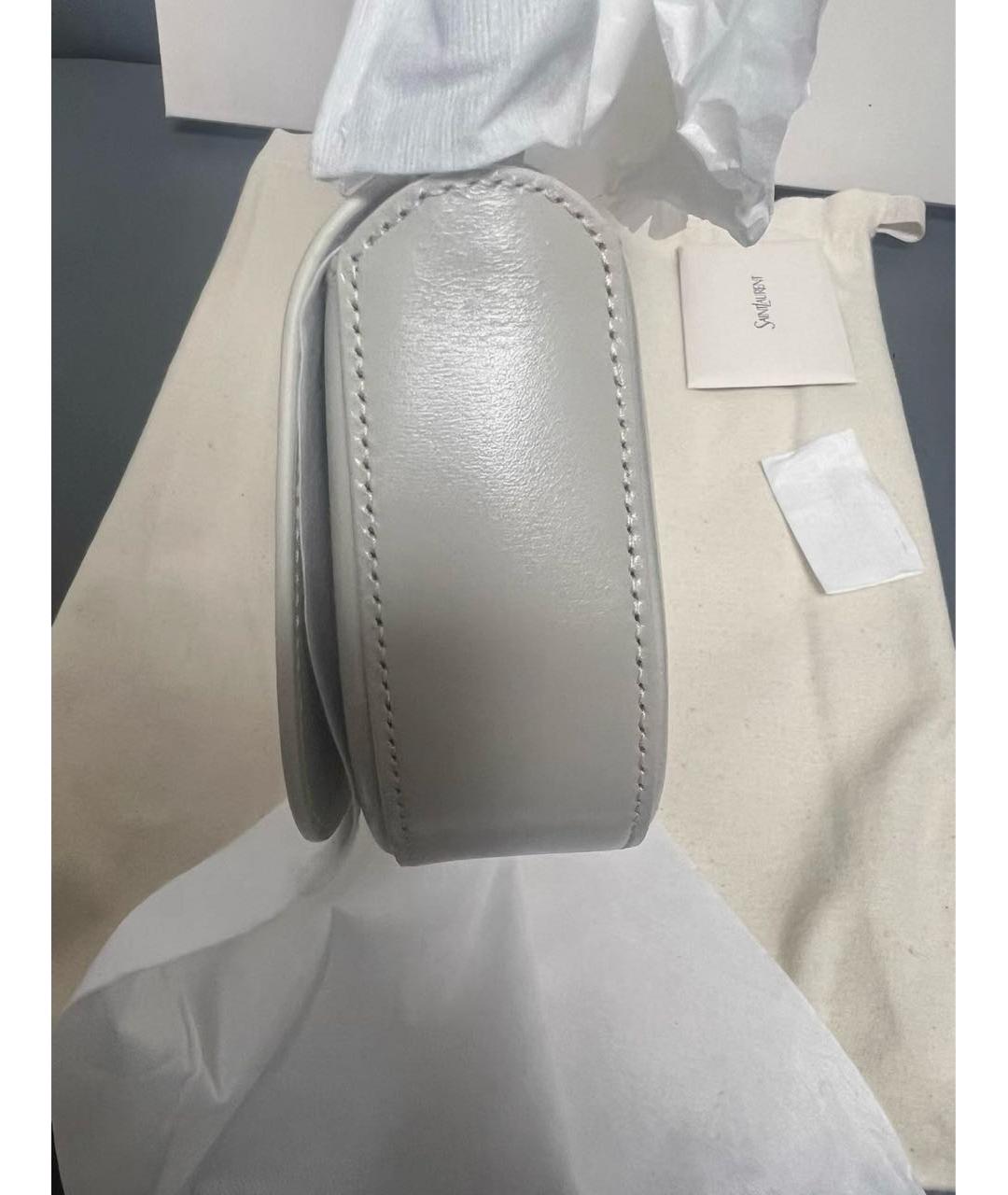 SAINT LAURENT Белая кожаная сумка через плечо, фото 5