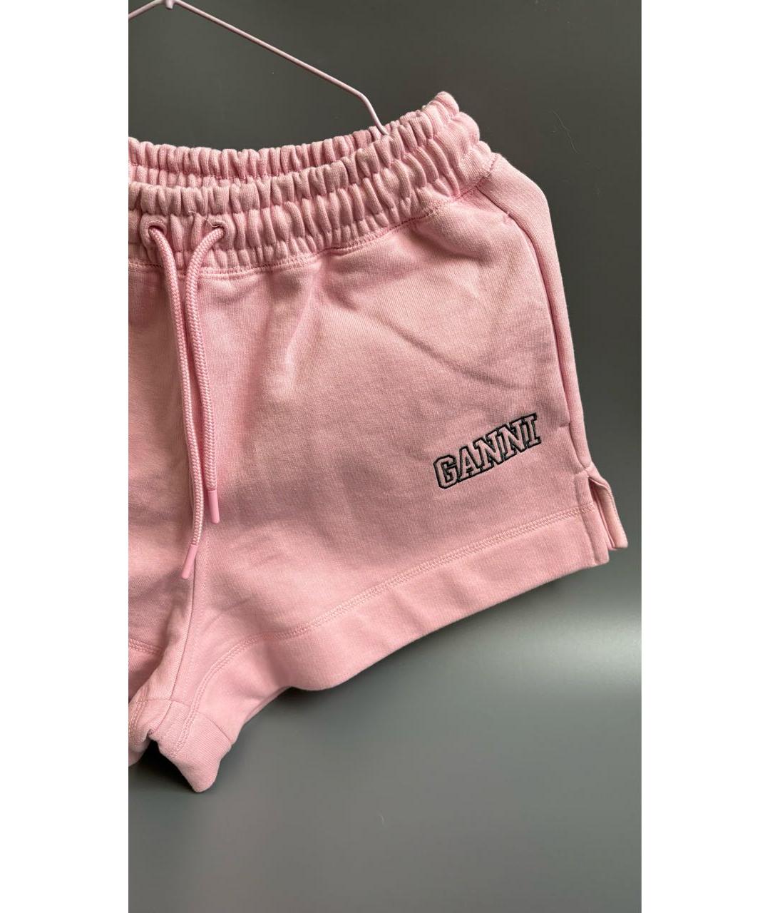 GANNI Розовые хлопковые шорты, фото 4