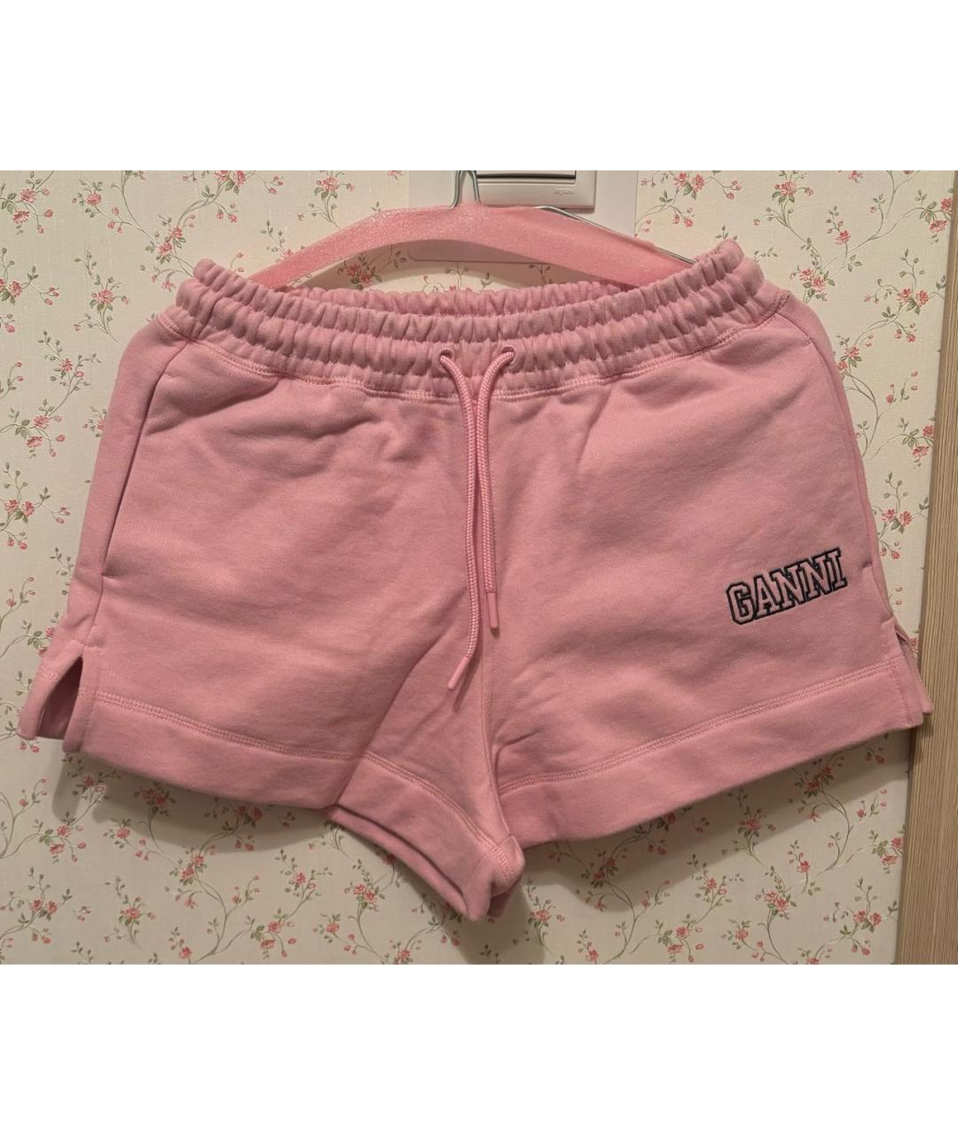 GANNI Розовые хлопковые шорты, фото 9
