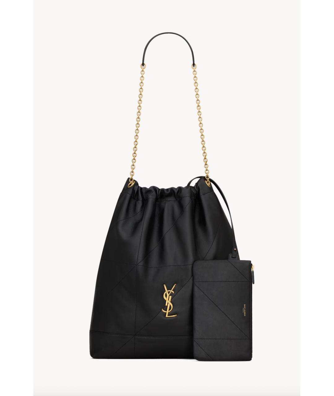 SAINT LAURENT Черная кожаная сумка тоут, фото 2