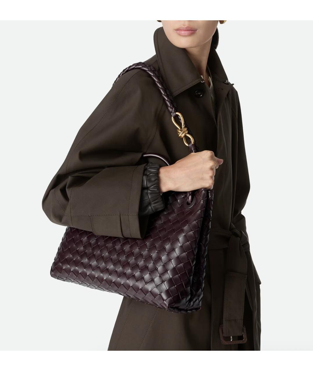 BOTTEGA VENETA Бордовая кожаная сумка тоут, фото 2