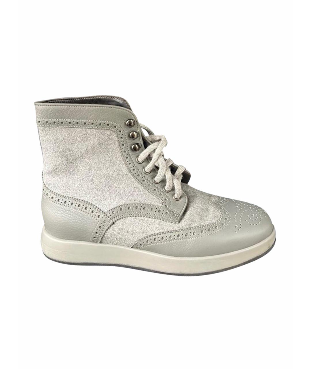 SANTONI Серые кожаные ботинки, фото 1