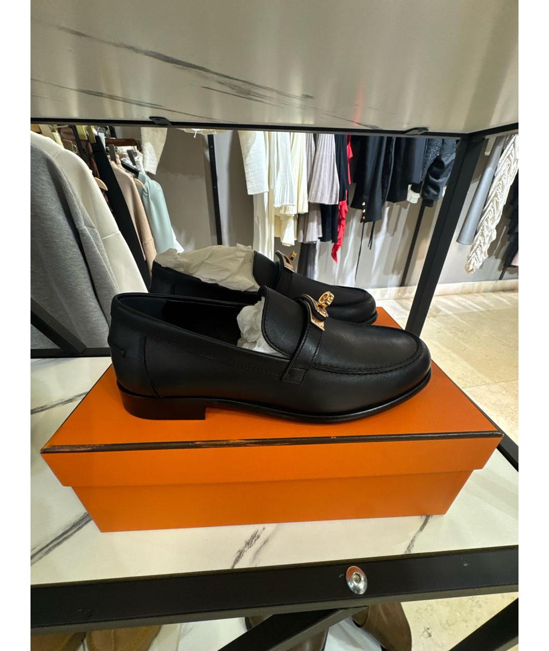 HERMES Черные кожаные лоферы, фото 5