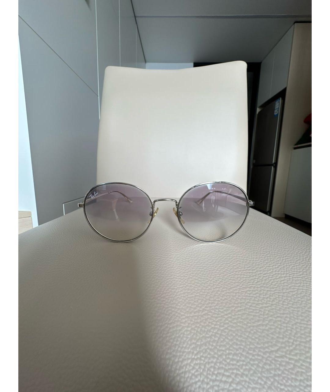 RAY BAN Серебряные металлические солнцезащитные очки, фото 8