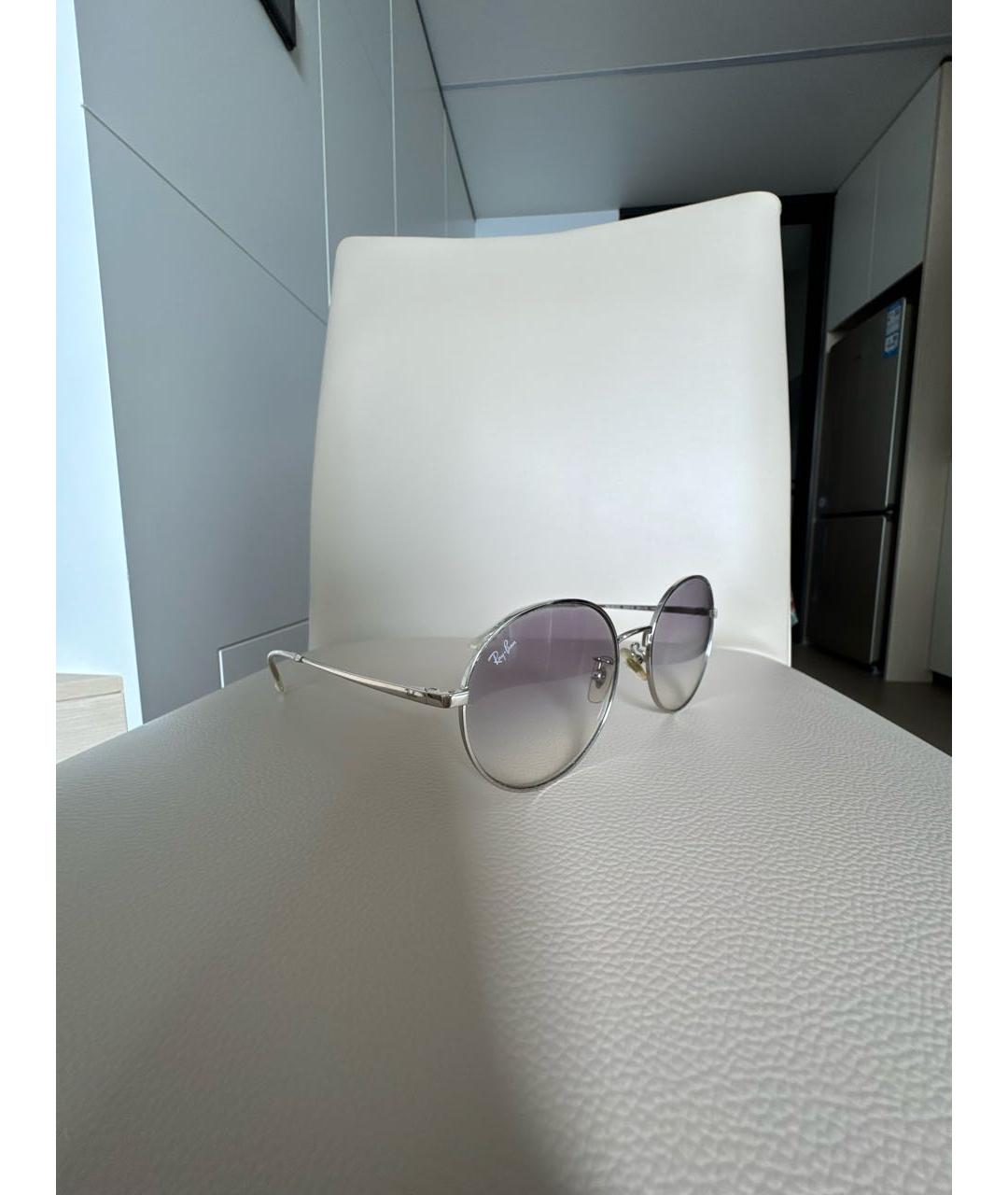 RAY BAN Серебряные металлические солнцезащитные очки, фото 2