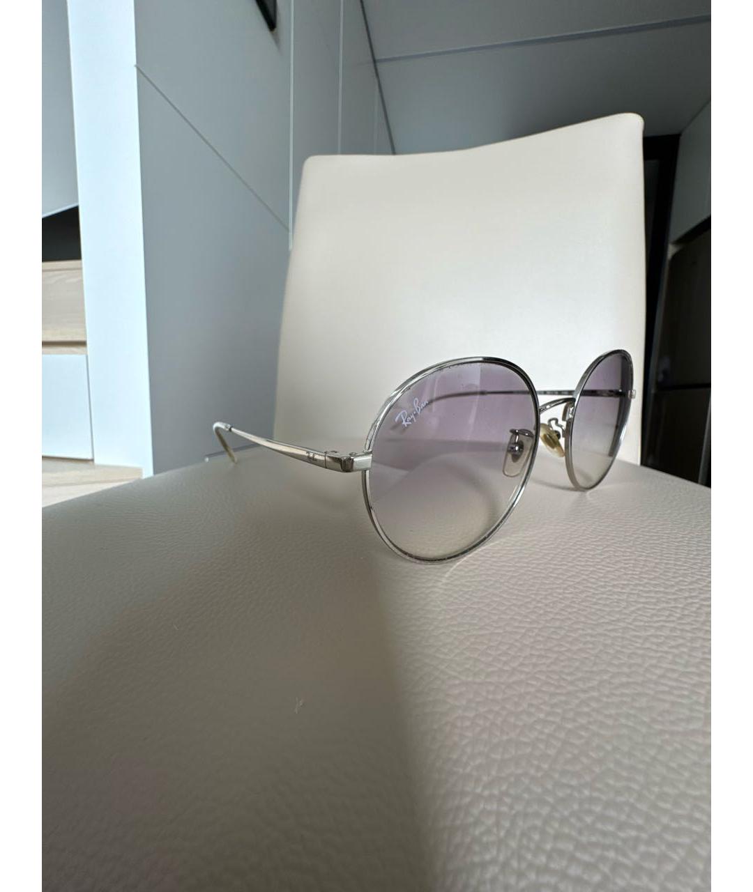 RAY BAN Серебряные металлические солнцезащитные очки, фото 3