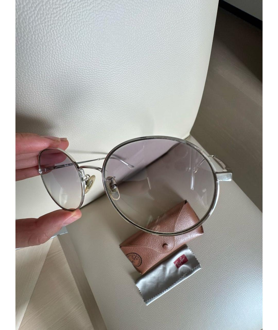 RAY BAN Серебряные металлические солнцезащитные очки, фото 7