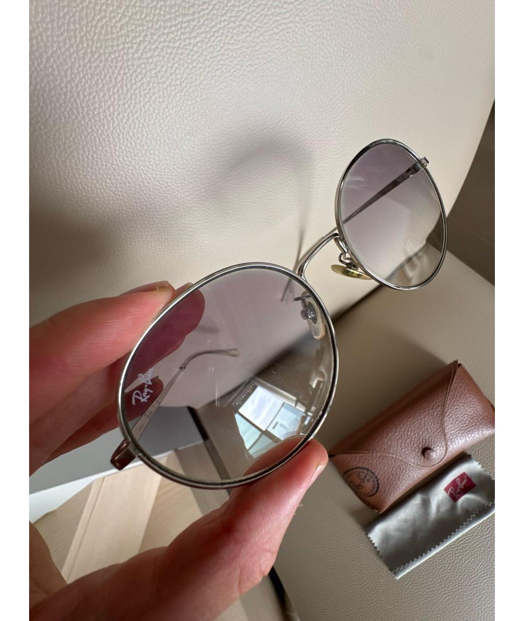 RAY BAN Серебряные металлические солнцезащитные очки, фото 6