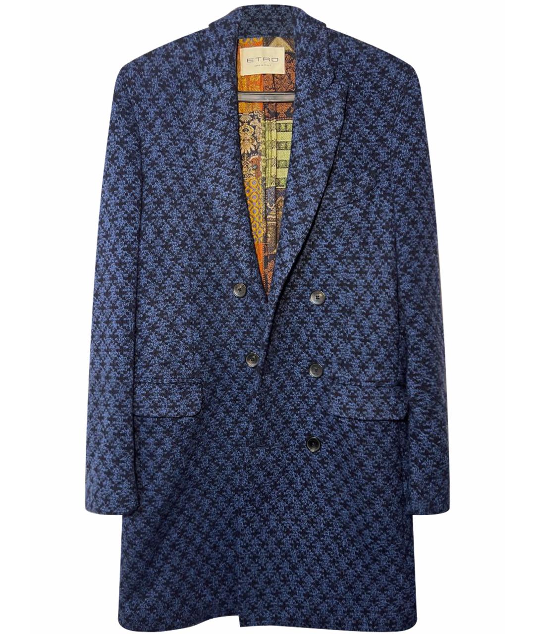 ETRO Синее шерстяное пальто, фото 1