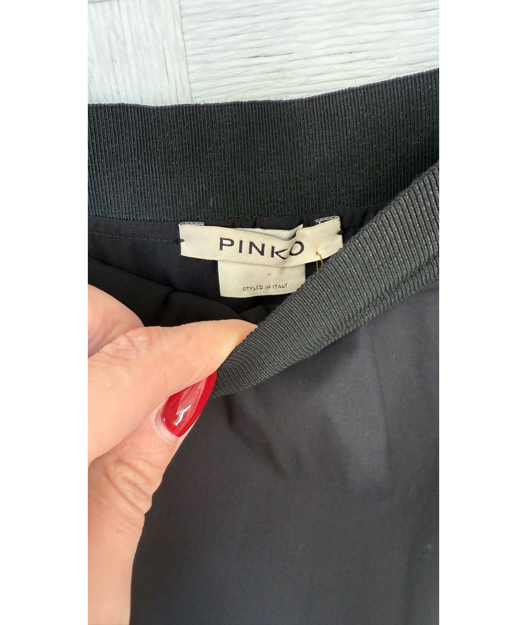 PINKO Черная хлопко-эластановая юбка миди, фото 3