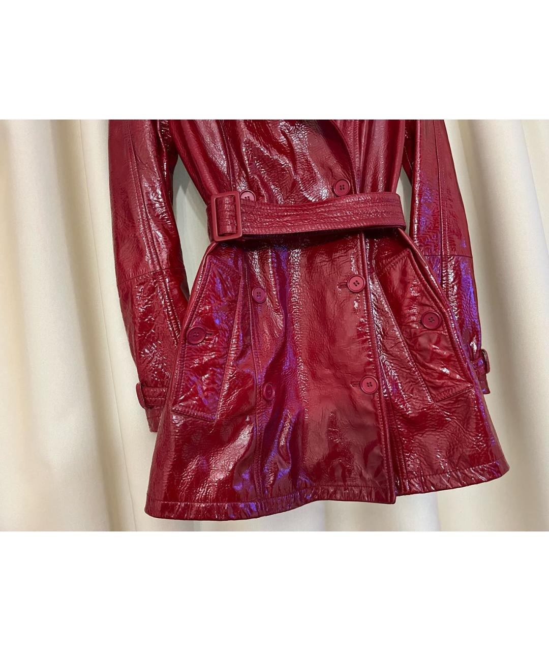 MIU MIU Красный кожаный тренч/плащ, фото 4
