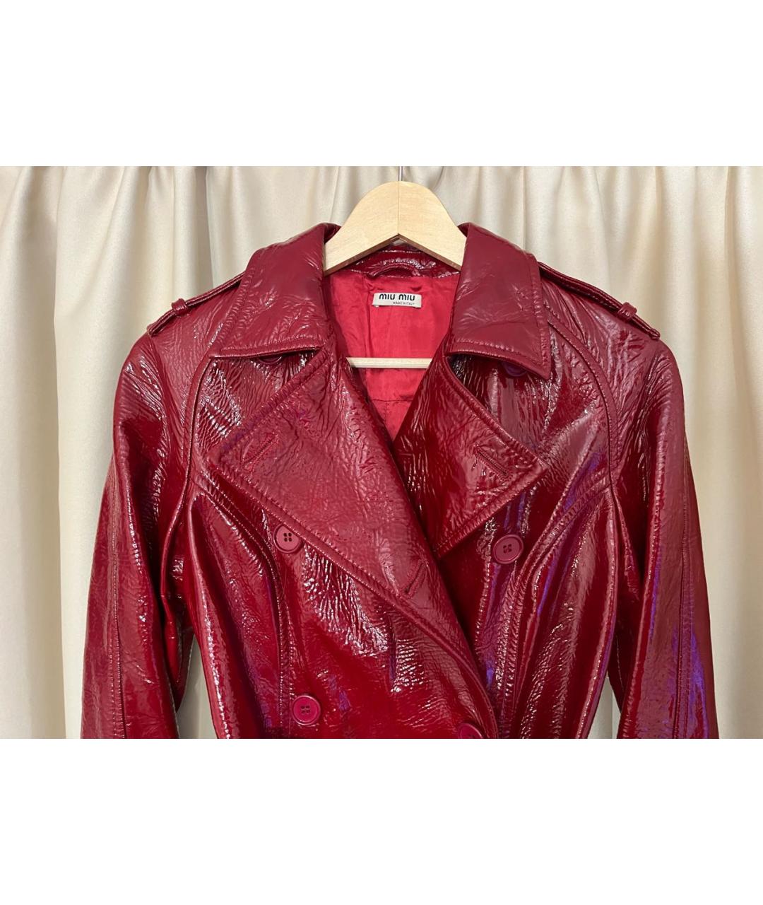 MIU MIU Красный кожаный тренч/плащ, фото 6