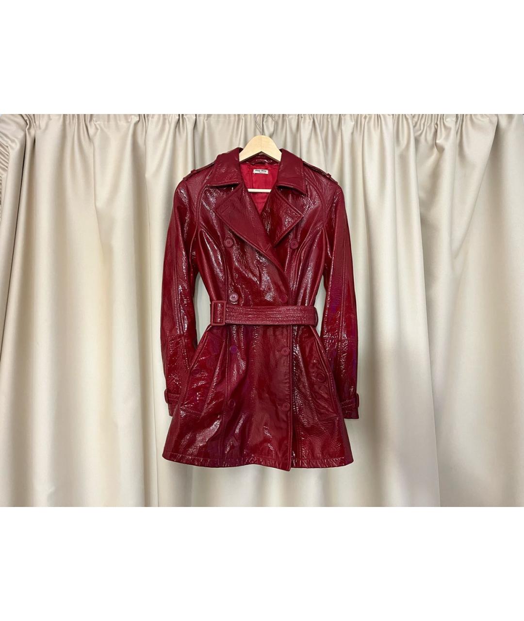 MIU MIU Красный кожаный тренч/плащ, фото 9