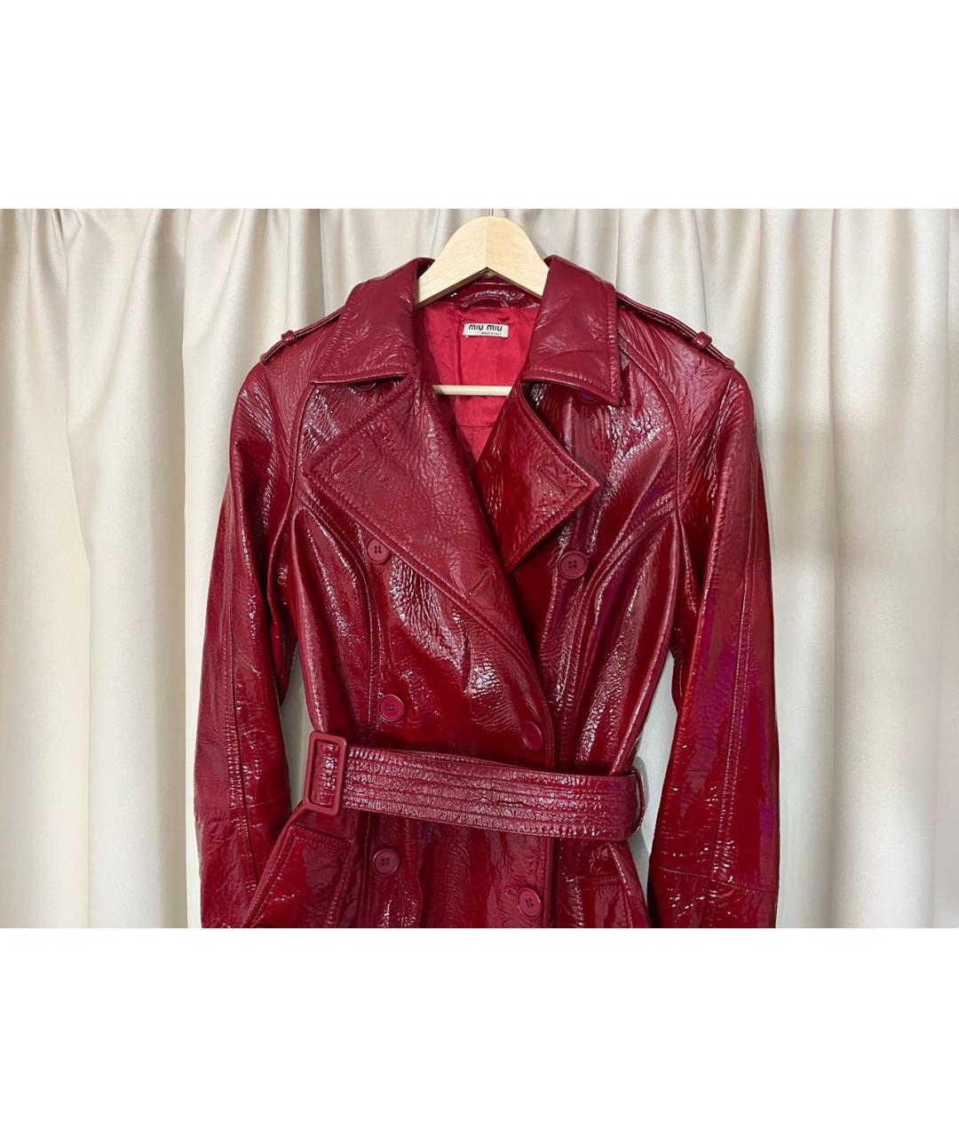 MIU MIU Красный кожаный тренч/плащ, фото 3