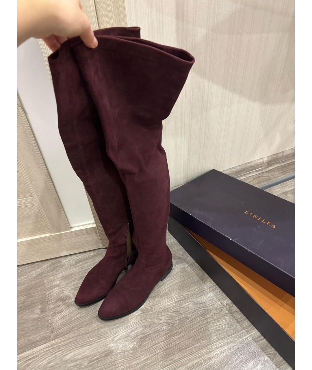 LE SILLA Бордовые замшевые ботфорты, фото 4