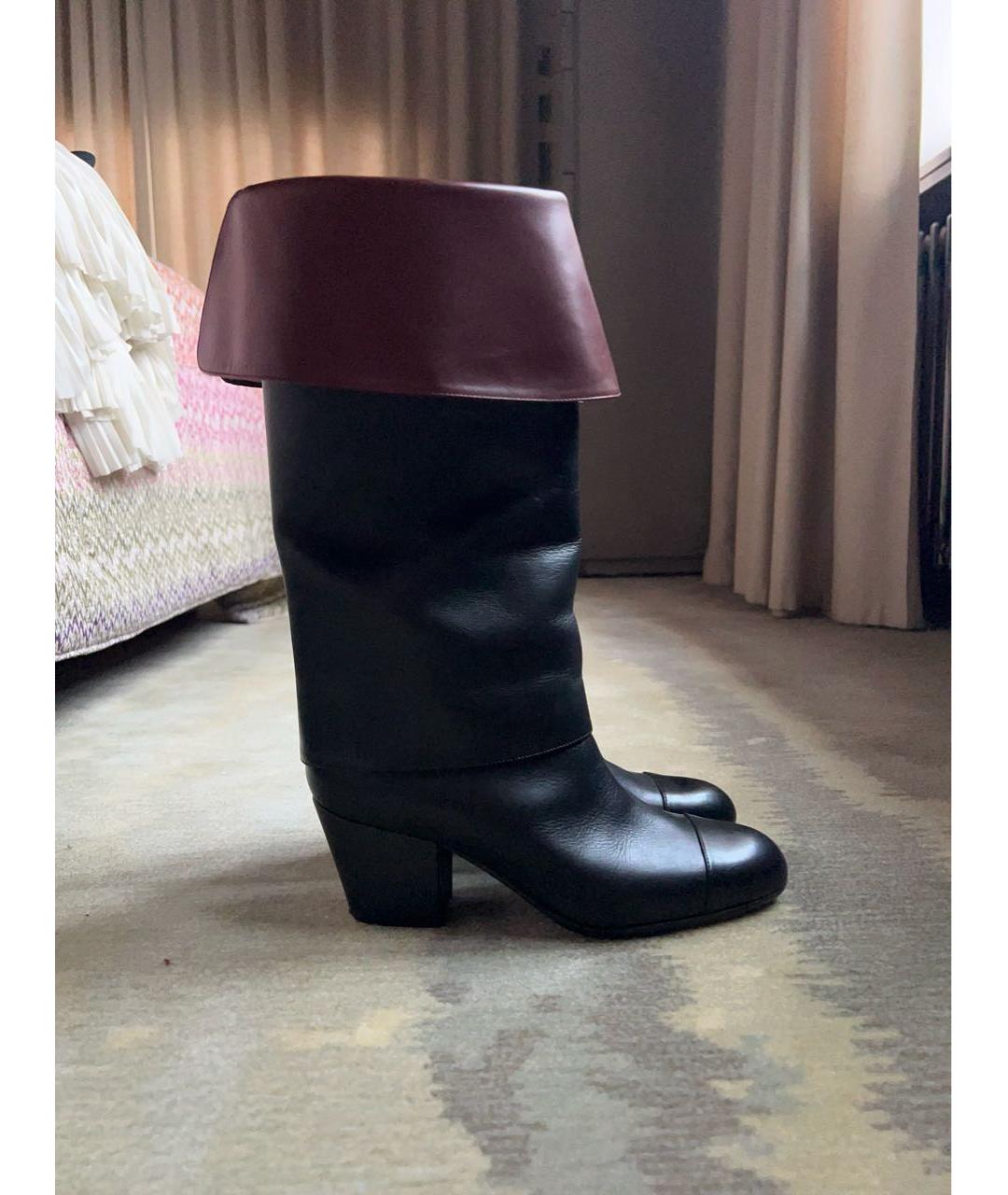 CHANEL Черные кожаные сапоги, фото 7