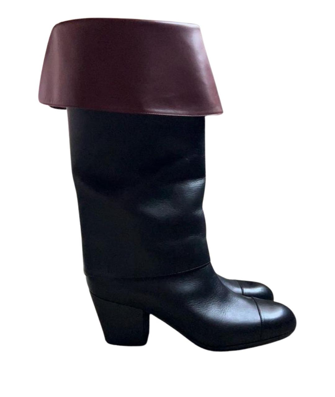 CHANEL Черные кожаные сапоги, фото 1