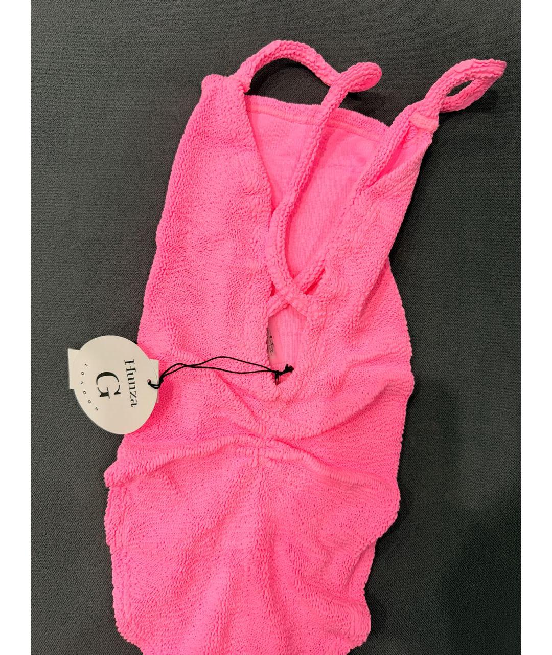 HUNZA G Розовый полиамидовый купальник, фото 4