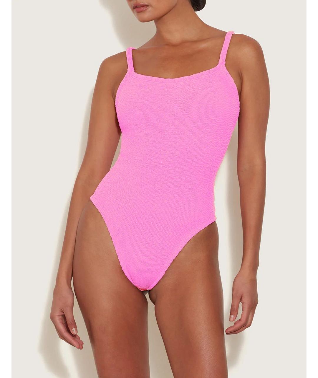 HUNZA G Розовый полиамидовый купальник, фото 3