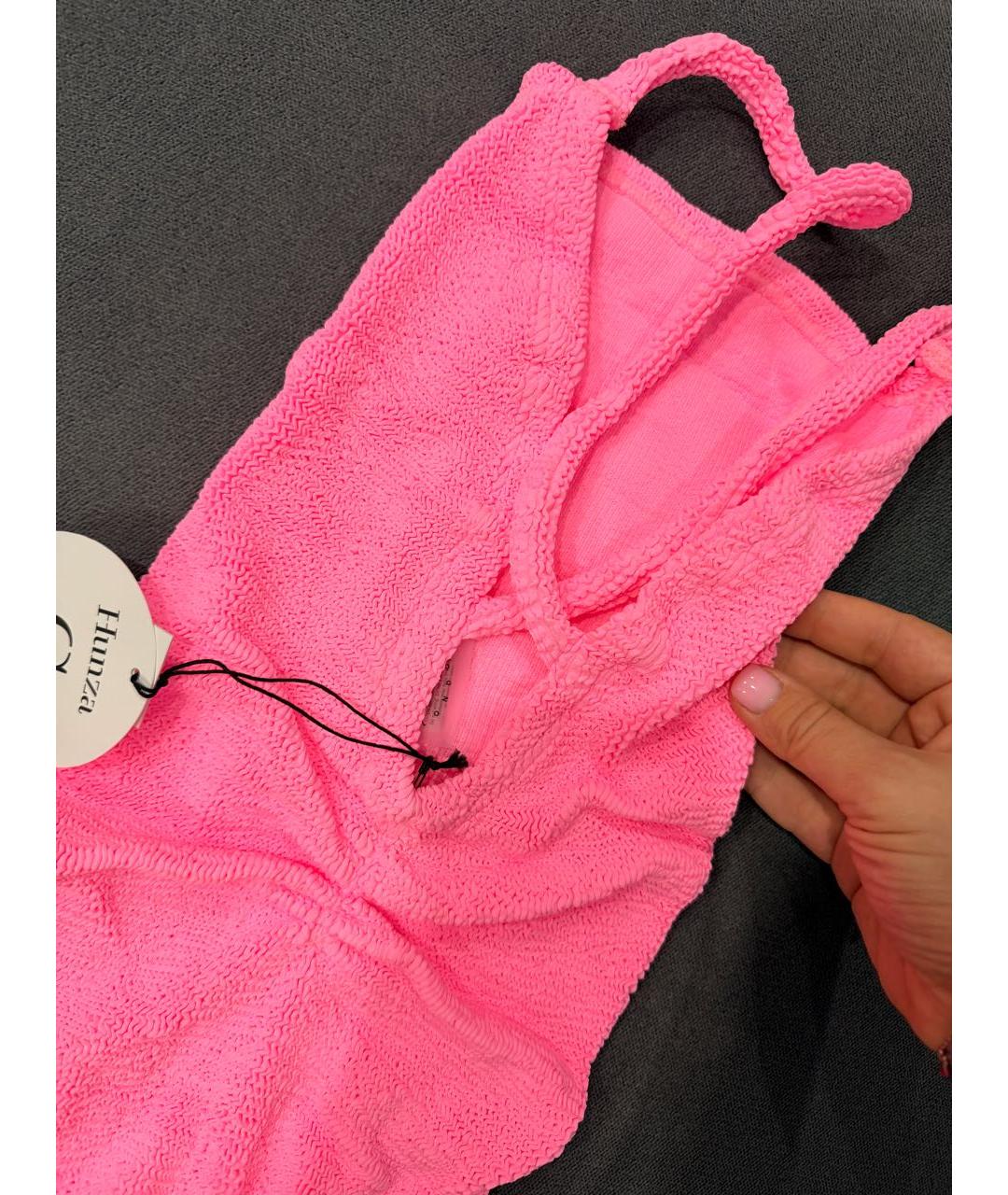 HUNZA G Розовый полиамидовый купальник, фото 5