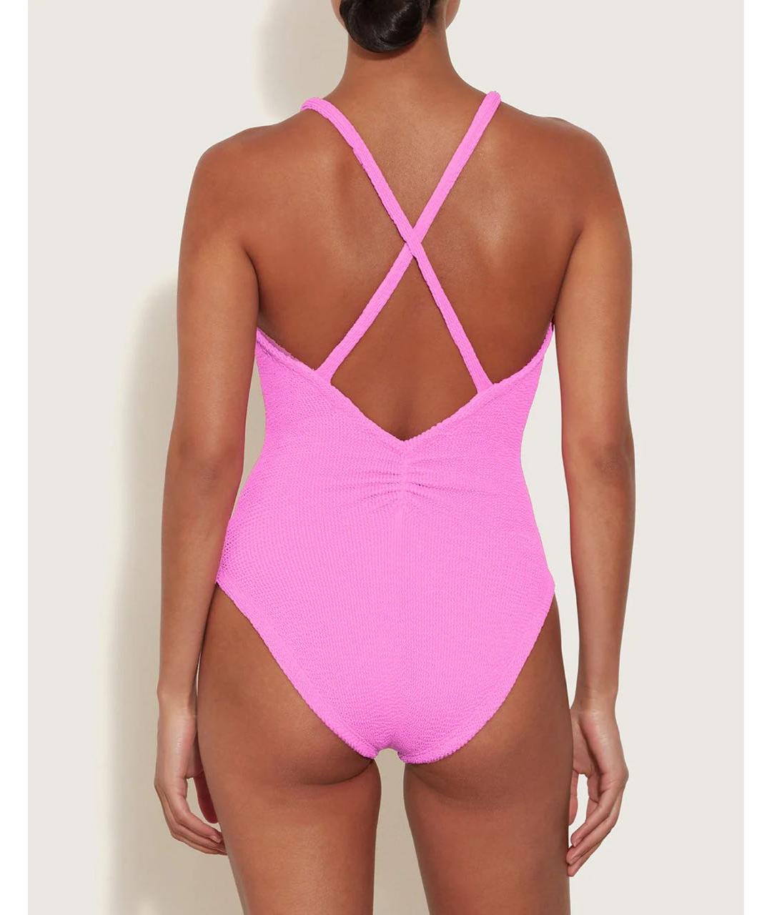 HUNZA G Розовый полиамидовый купальник, фото 2