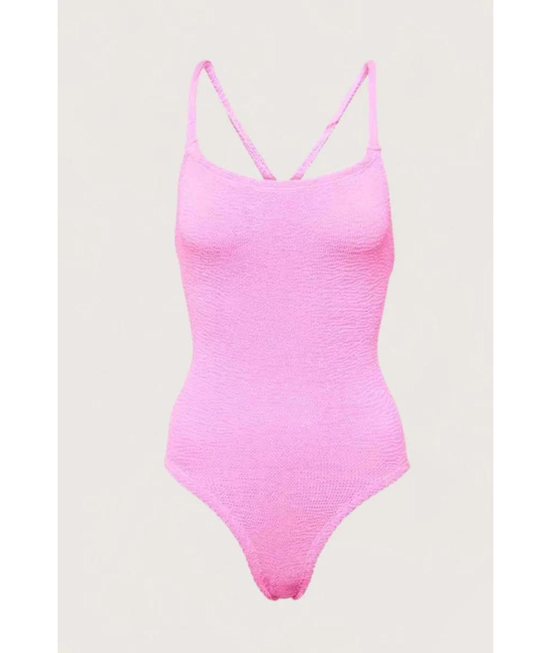 HUNZA G Розовый полиамидовый купальник, фото 9