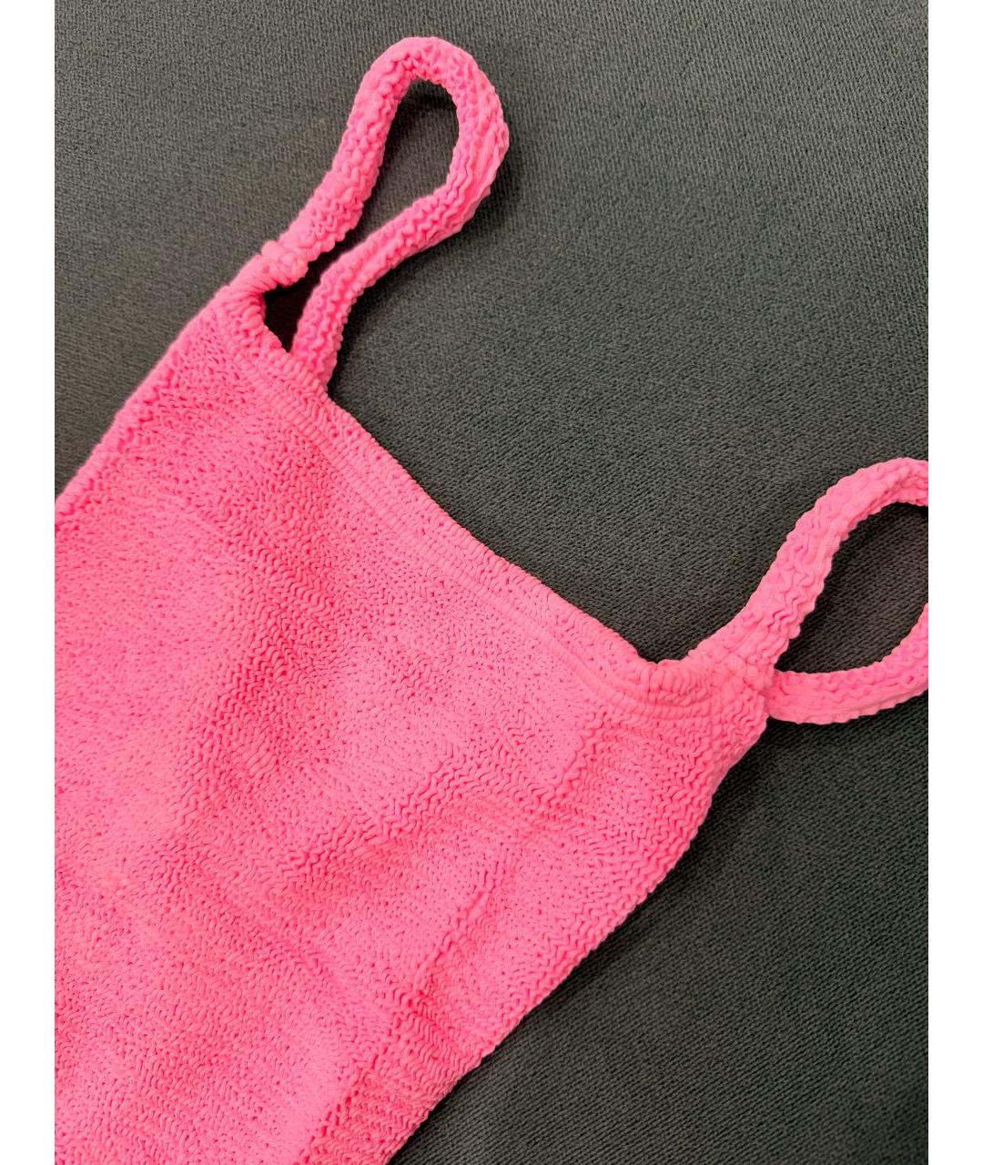 HUNZA G Розовый полиамидовый купальник, фото 7