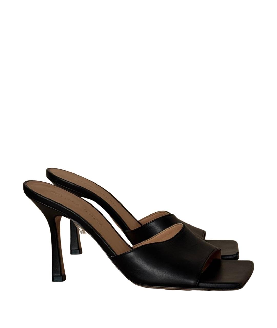 BOTTEGA VENETA Черные кожаные мюли, фото 1