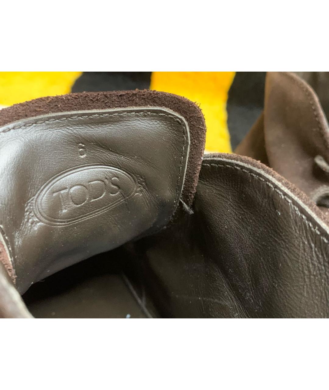 TOD'S Коричневые замшевые высокие ботинки, фото 7