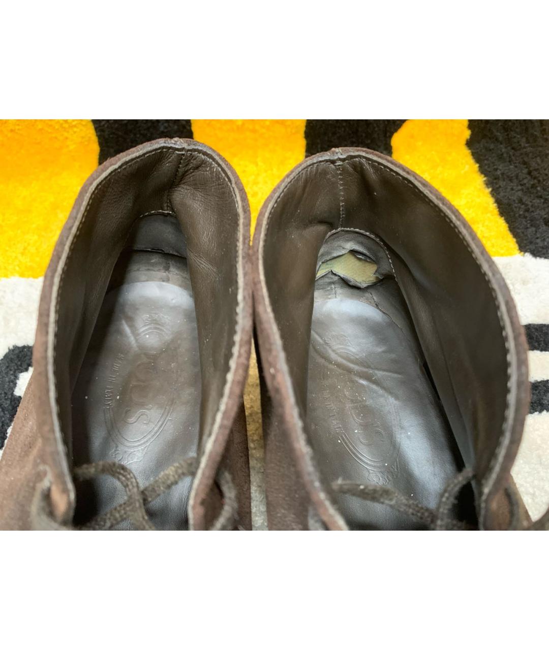 TOD'S Коричневые замшевые высокие ботинки, фото 6