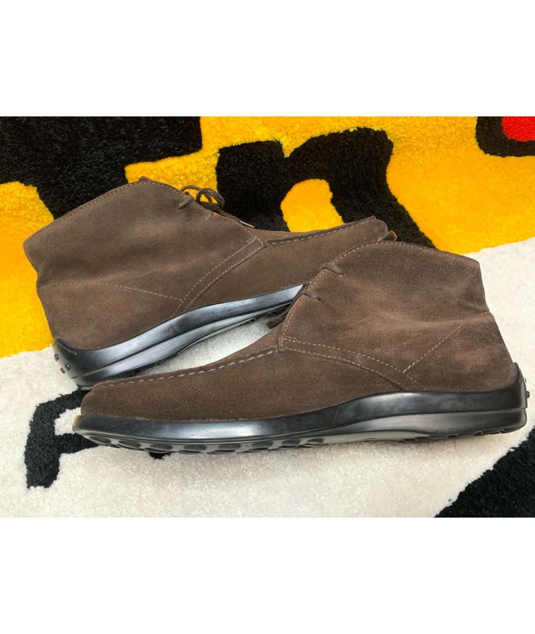 TOD'S Коричневые замшевые высокие ботинки, фото 5