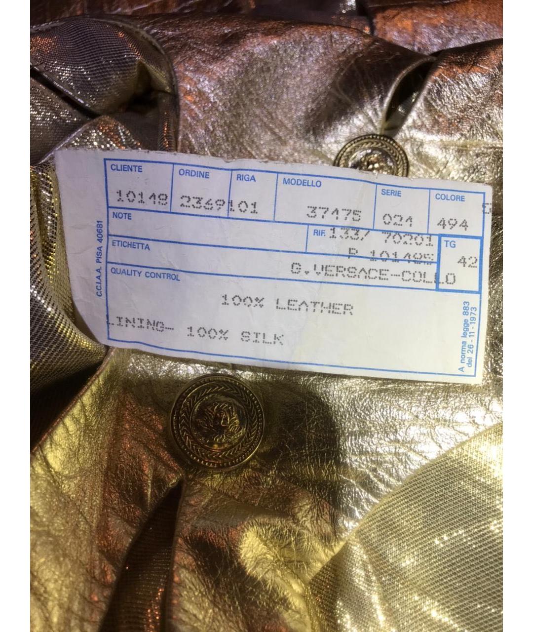 VERSACE Золотое кожаное вечернее платье, фото 4