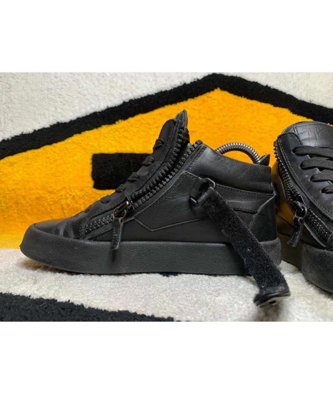 GIUSEPPE ZANOTTI DESIGN Черные кожаные кеды, фото 6