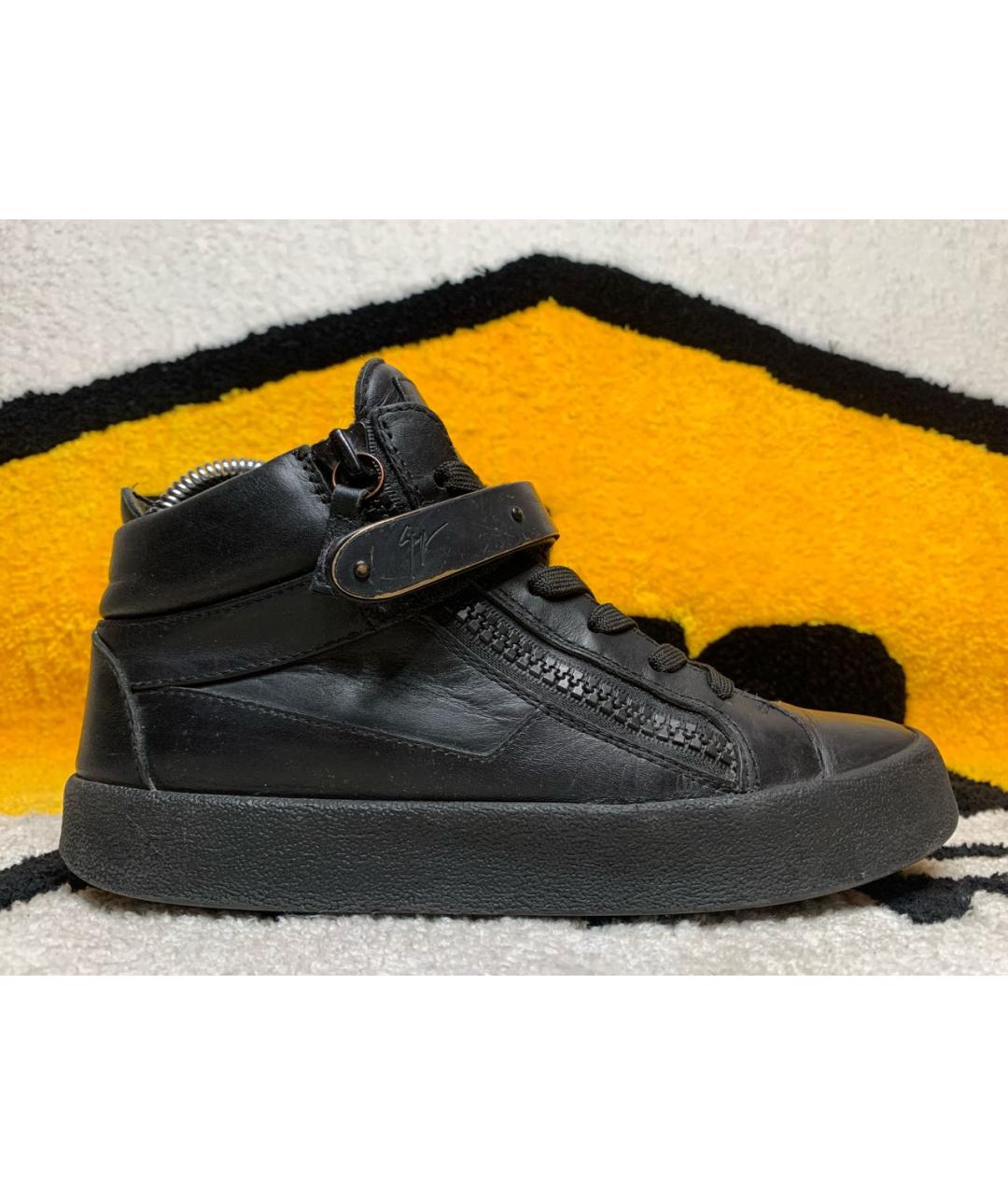 GIUSEPPE ZANOTTI DESIGN Черные кожаные кеды, фото 9